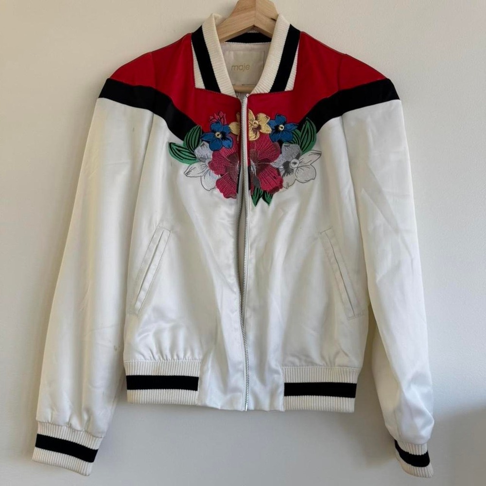 Maje Satin Varsity Jacket